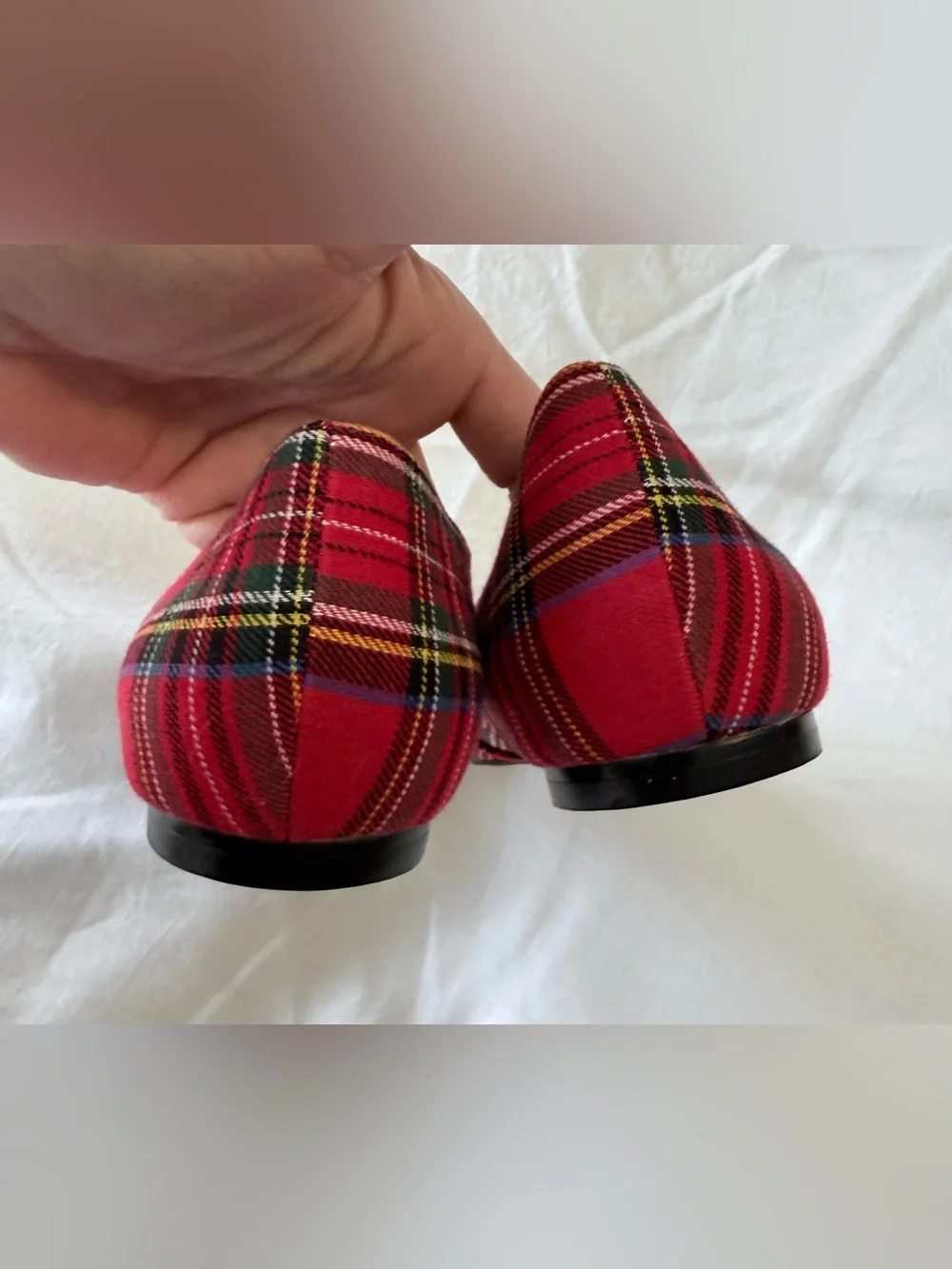 J. Jill | Woman’s 9.5 | Red Simone Tartan Plaid Flats | Bows Preppy Slip On